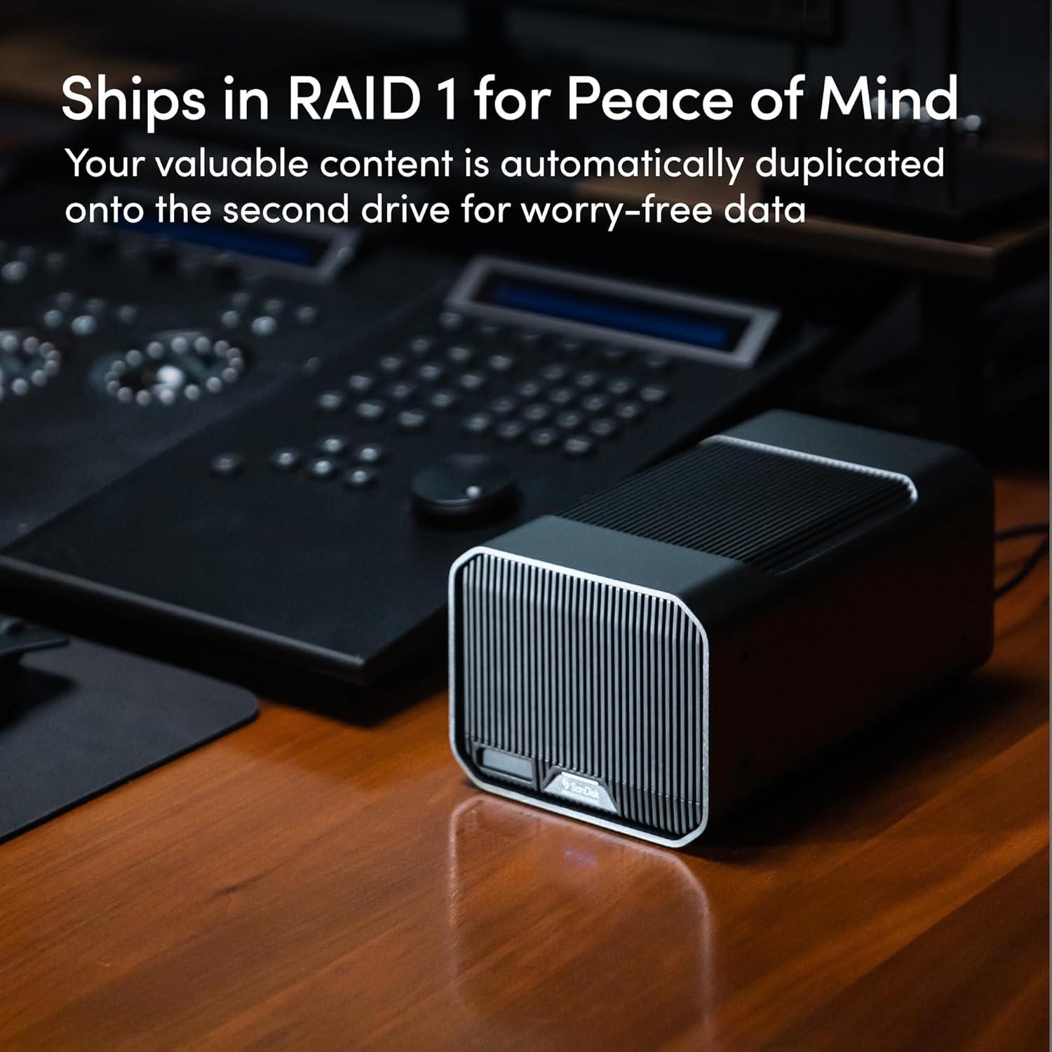 imageSanDisk Professional 12TB GRAID Mirror  External HDD RAID with Redundancy Thunderbolt 3 USB 10Gbps 7200RPM Ultrastar Hard Drive Up to 250MBs Read in RAID 1  SDPHH2H012TNBAAD24TB