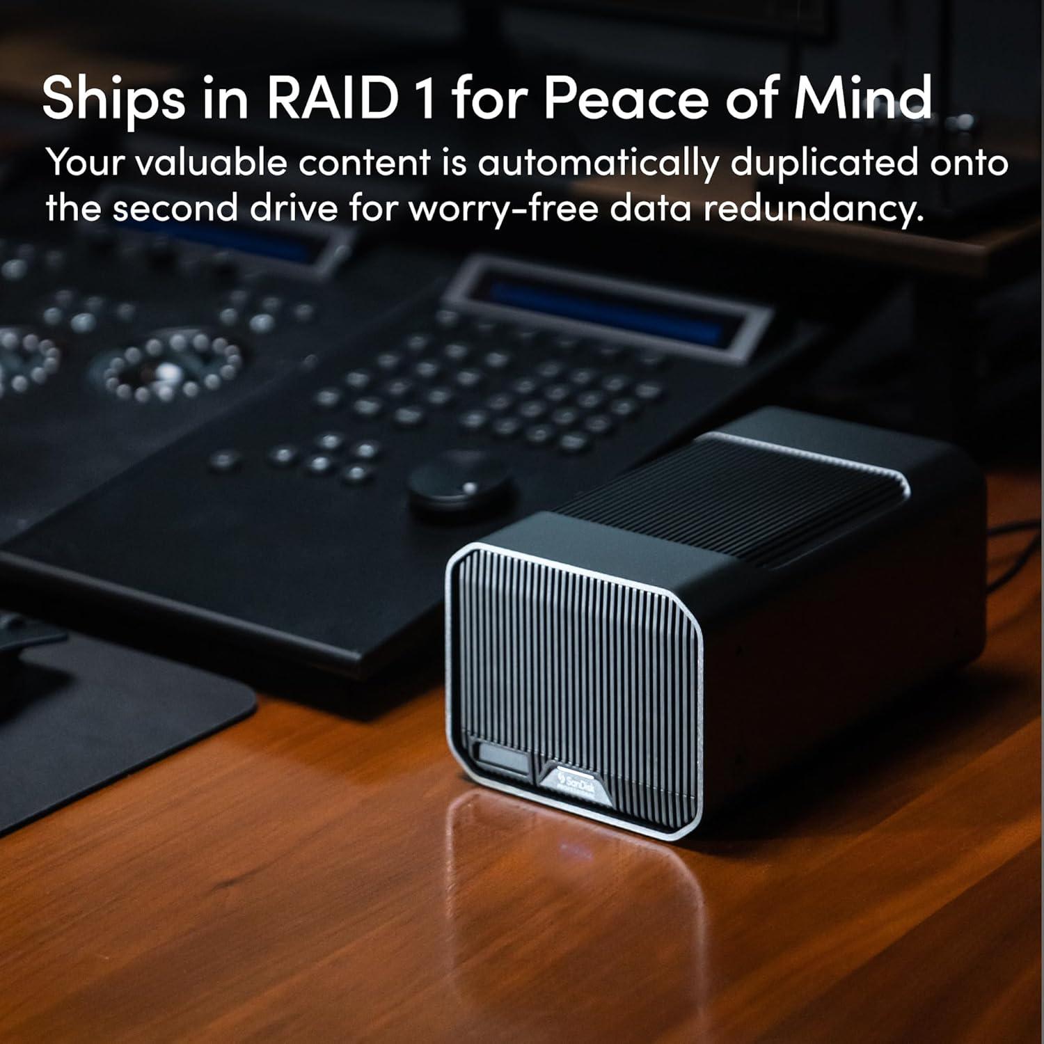 imageSanDisk Professional 12TB GRAID Mirror  External HDD RAID with Redundancy Thunderbolt 3 USB 10Gbps 7200RPM Ultrastar Hard Drive Up to 250MBs Read in RAID 1  SDPHH2H012TNBAAD48TB