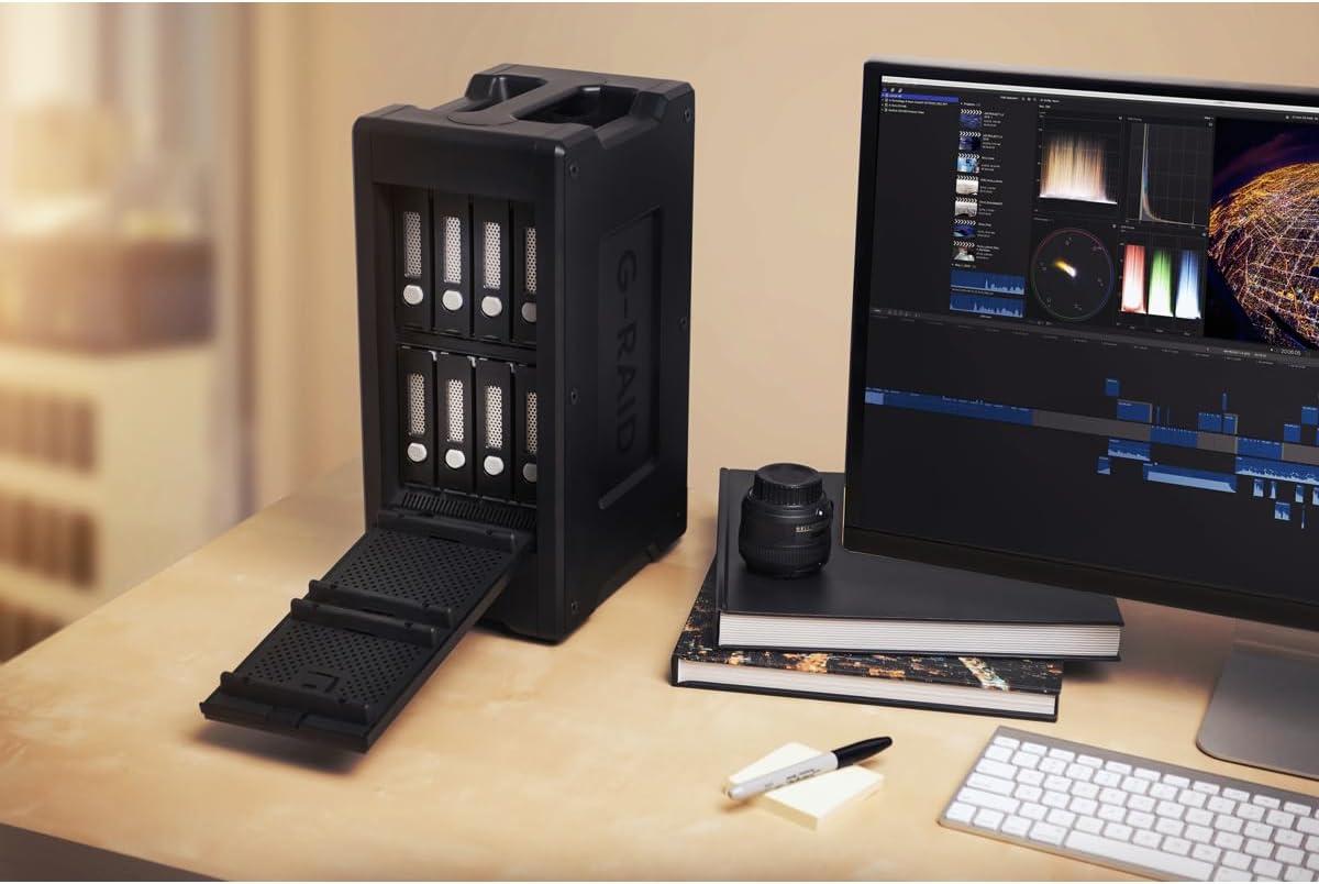 imageSanDisk Professional 96TB GRAID Shuttle 8  Transportable EnterpriseClass 8Bay External Hard Drive Thunderbolt 3 and USBC Hardware RAID Up to 1900MBs Read  SDPH48H096TNBAAB160TB