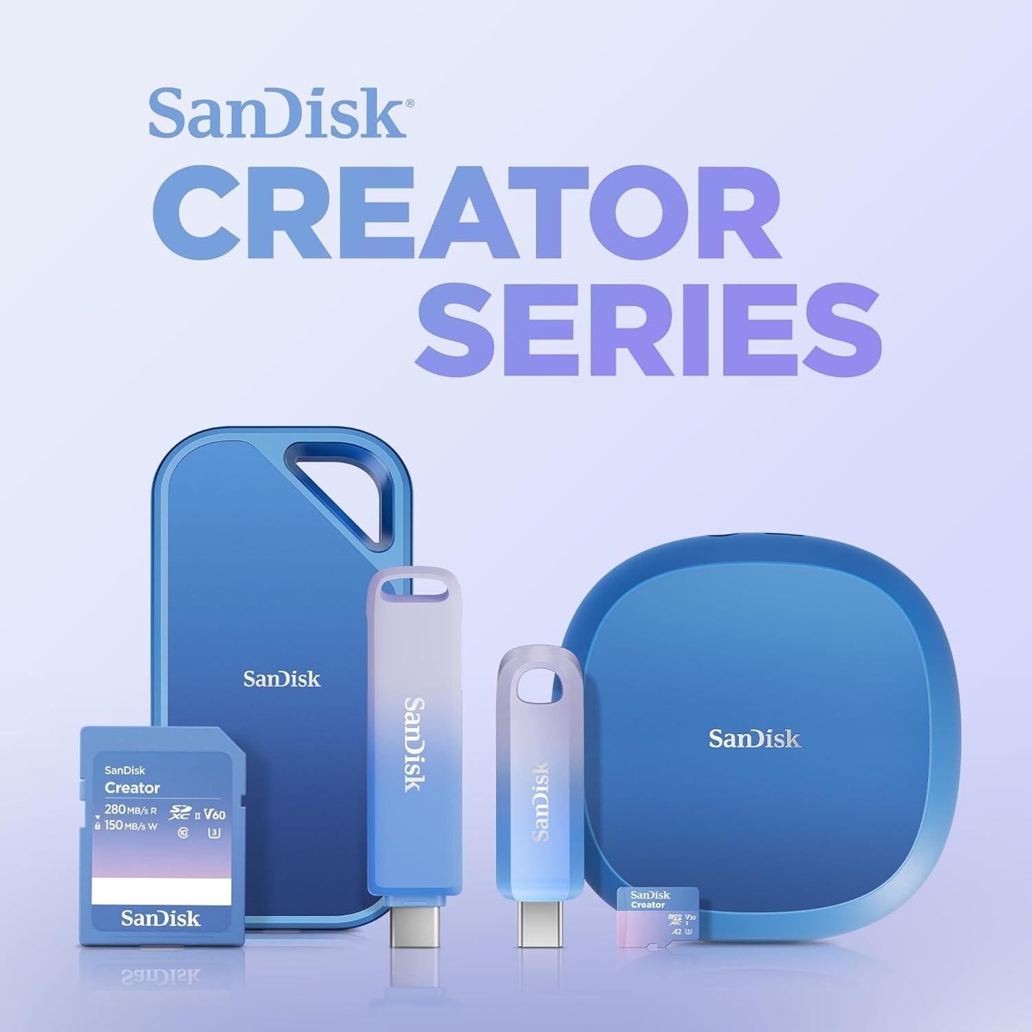imageSanDisk 256GB Creator Phone Drive  for iPhone iPad Laptop ampamp Mac  Includes USB TypeC and Lightning Connectors  Automatic Backup 3 Months of Adobe Lightroom Included  SDIXD0N256GGN6TPSD Card