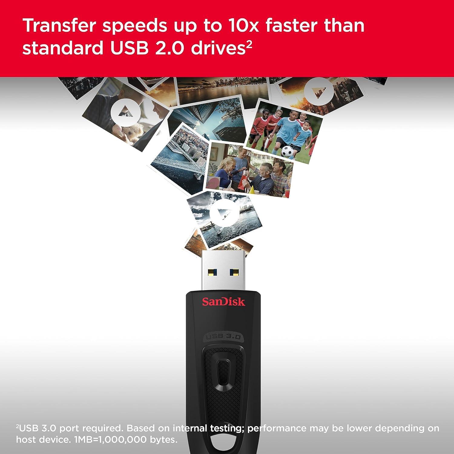 imageSanDisk 32GB 3Pack Ultra USB 30 Flash Drive 32GB Pack of 3  SDCZ48032GGAM46T Black32GB Pack of 4