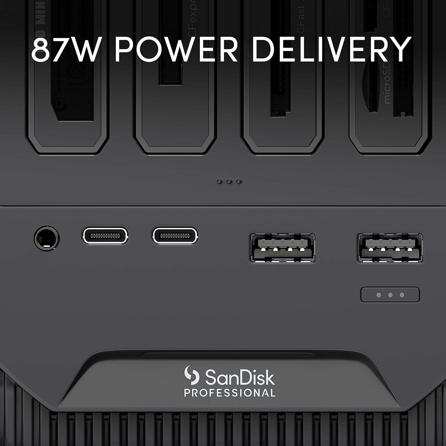 imageSanDisk Professional  PRODock 4 4Bay Reader Docking Station  1x USBC USB 32 Gen 1 Port  SDPD14F0000NBAAD Gray