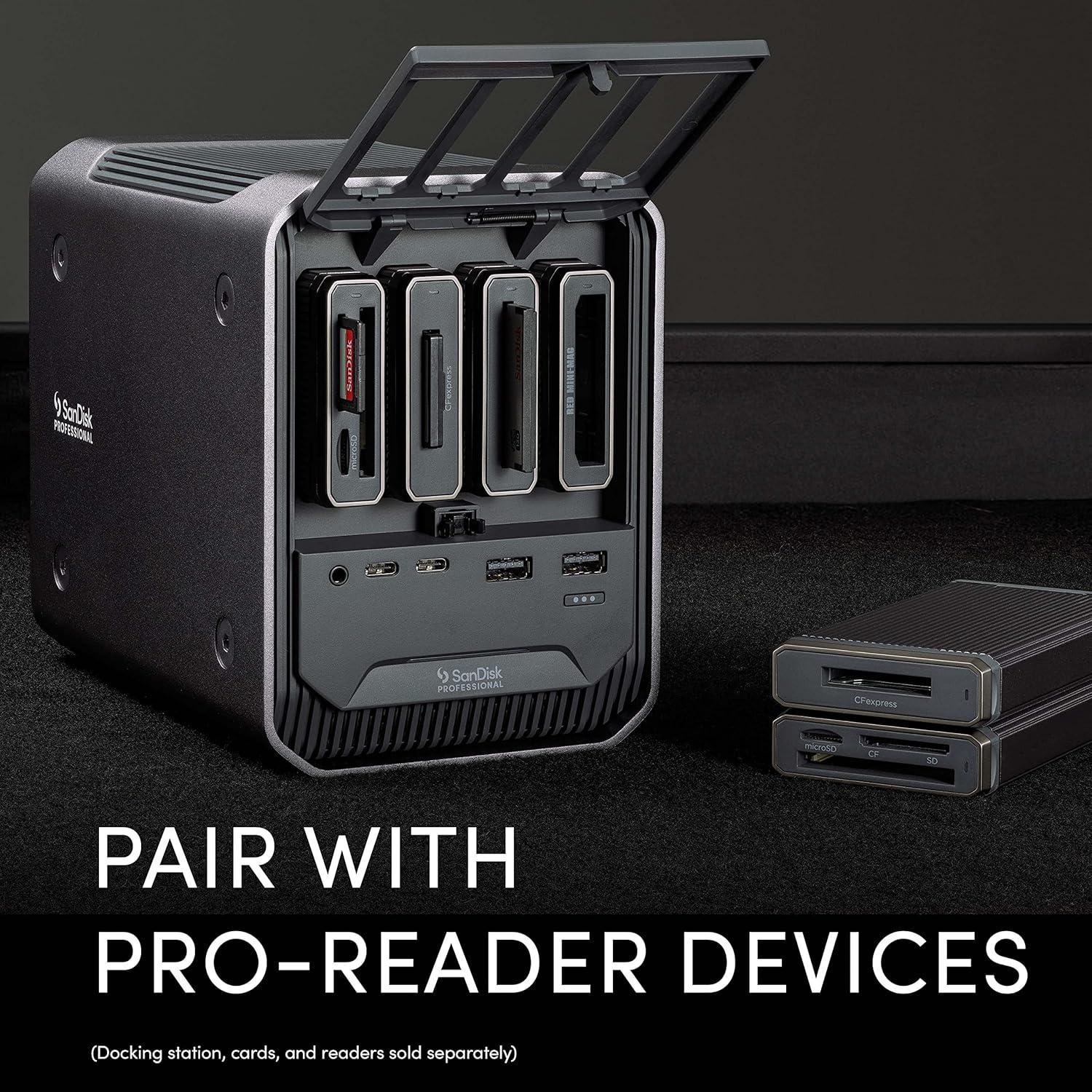 imageSanDisk Professional  PRODock 4 4Bay Reader Docking Station  1x USBC USB 32 Gen 1 Port  SDPD14F0000NBAAD Gray