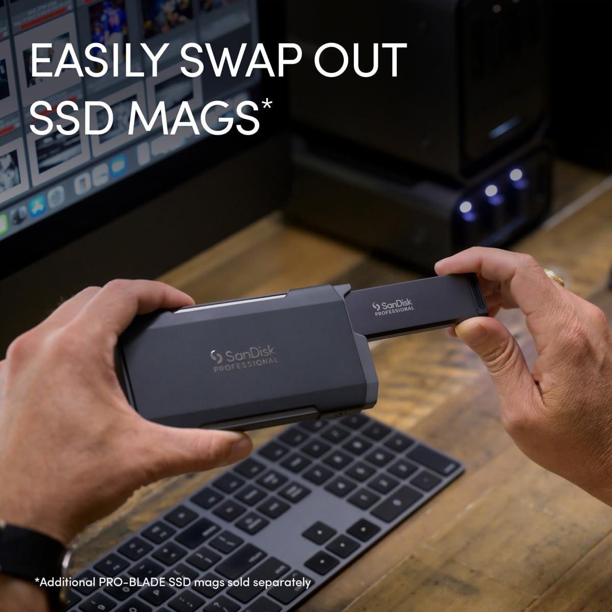 imageSanDisk Professional 0TB PROBlade Transport  Portable and Modular NVMe SSD Up to 2000MBs USBC USB 32 gen 2x2 Solid State Drive  SDPM2NB0000GBAND