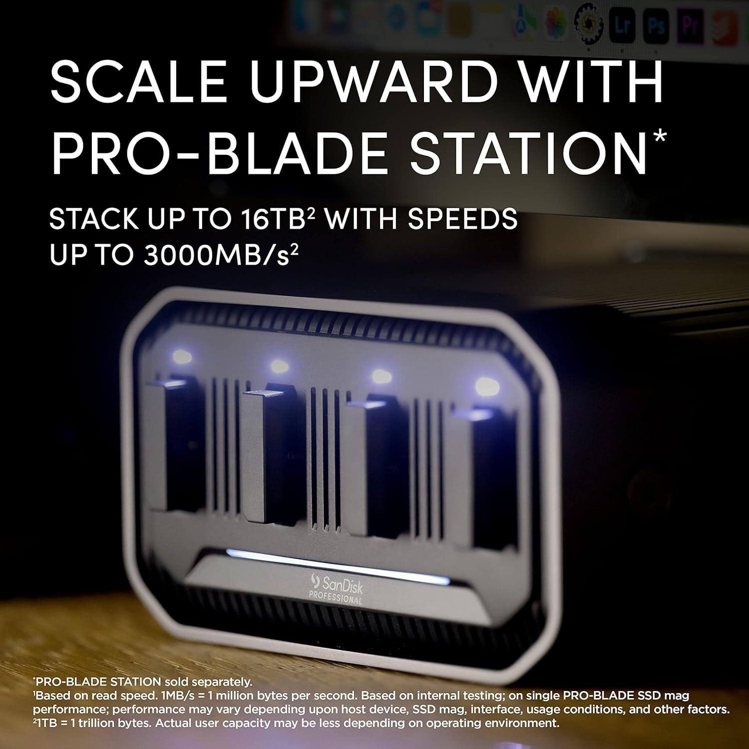 imageSanDisk Professional 1TB PROBlade Transport  Portable and Modular NVMe SSD Up to 2000MBs USBC USB 32 gen 2x2 Solid State Drive  SDPM2NB001TGBANDSSD Mag
