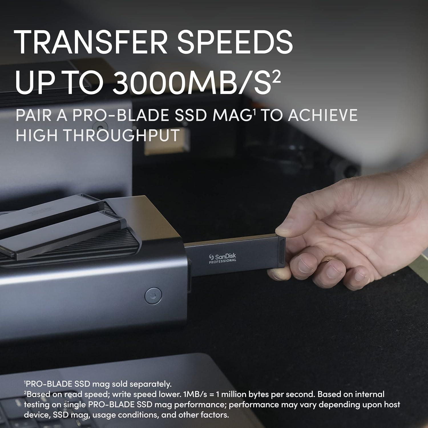 imageSanDisk Professional 1TB PROBlade Transport  Portable and Modular NVMe SSD Up to 2000MBs USBC USB 32 gen 2x2 Solid State Drive  SDPM2NB001TGBANDSTATION