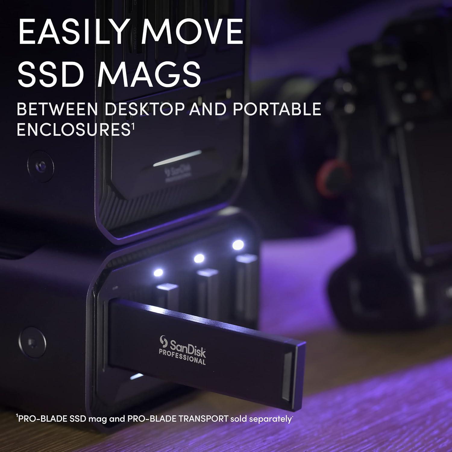 imageSanDisk Professional 1TB PROBlade Transport  Portable and Modular NVMe SSD Up to 2000MBs USBC USB 32 gen 2x2 Solid State Drive  SDPM2NB001TGBANDSTATION