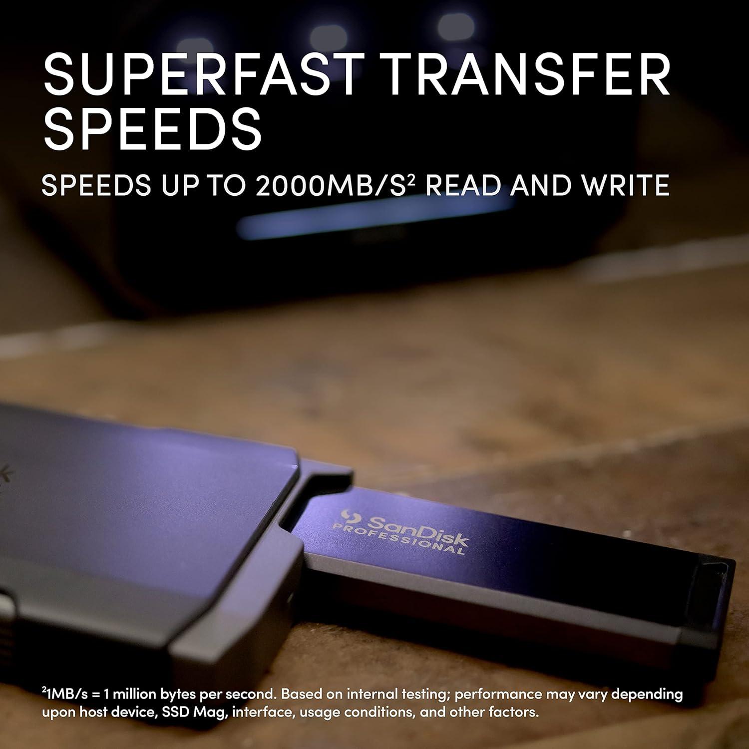 imageSanDisk Professional 1TB PROBlade Transport  Portable and Modular NVMe SSD Up to 2000MBs USBC USB 32 gen 2x2 Solid State Drive  SDPM2NB001TGBANDTRANSPORT