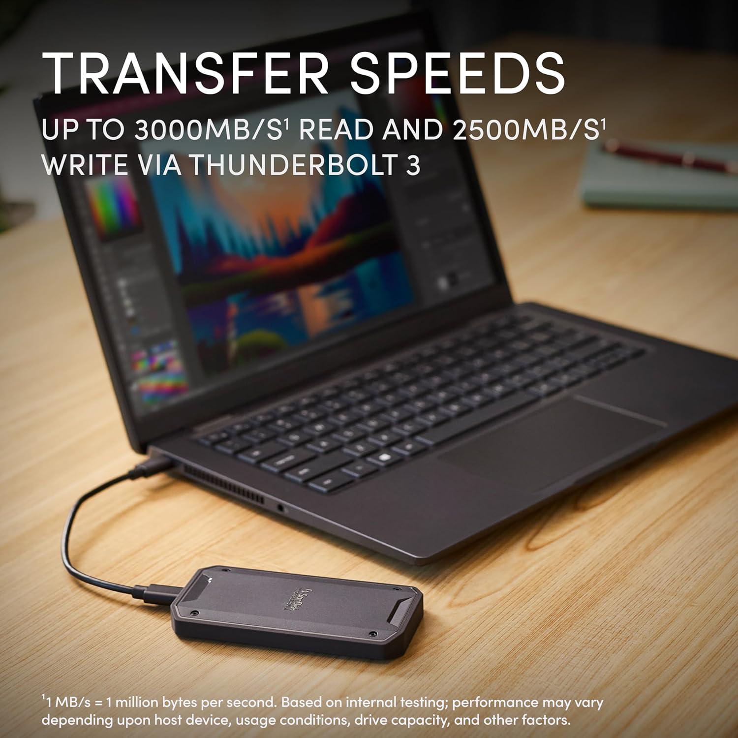 imageSanDisk Professional 1TB PROG40 SSD  Up to 3000MBs Thunderbolt 3 40Gbps USBC 10Gbps IP68 dustWater Resistance External Solid State Drive  SDPS31H001TGBCND4TB