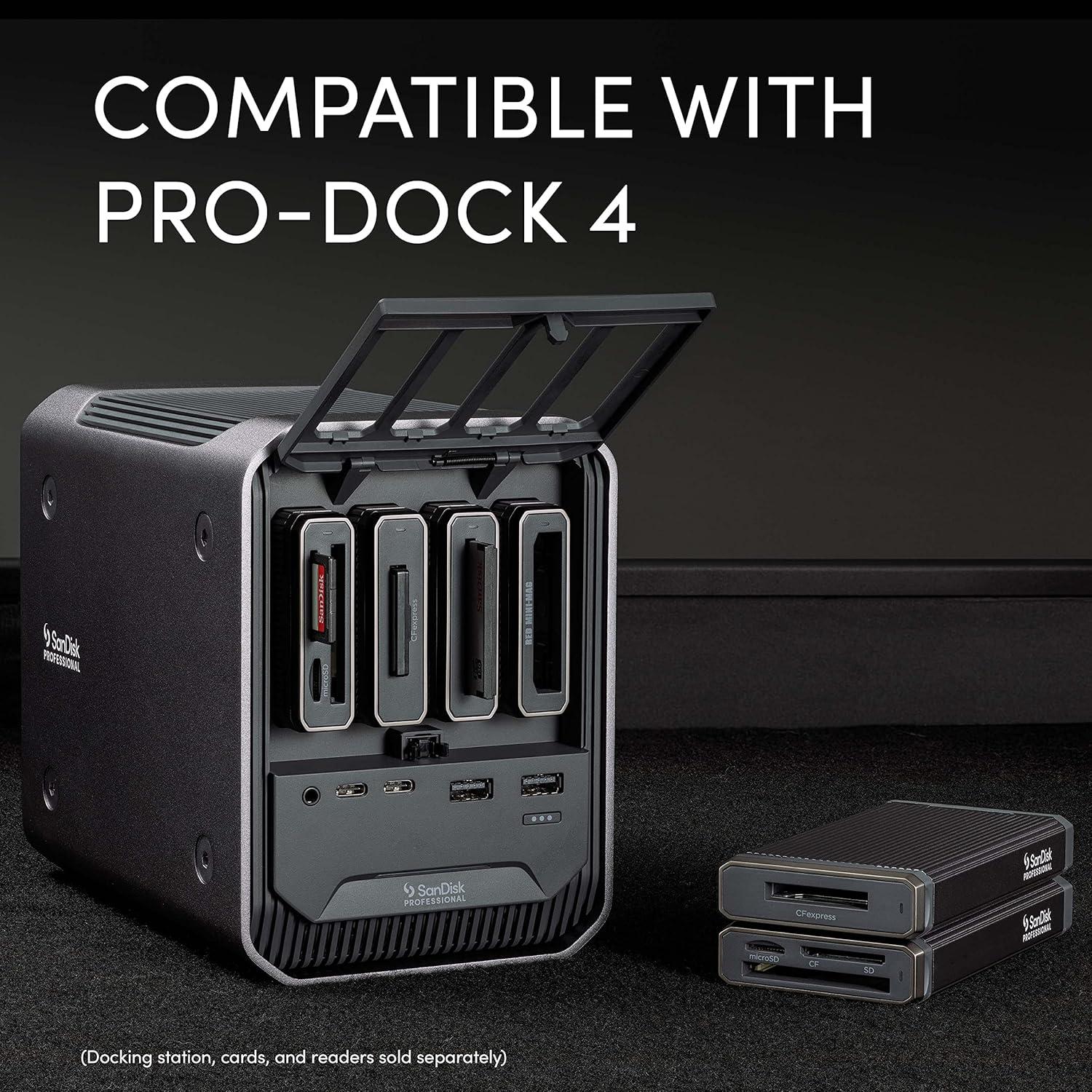 imageSanDisk Professional PROREADER CFast  HighPerformance Card Reader USBC 32 Gen 2  SDPR2E80000GBANDMultiCard