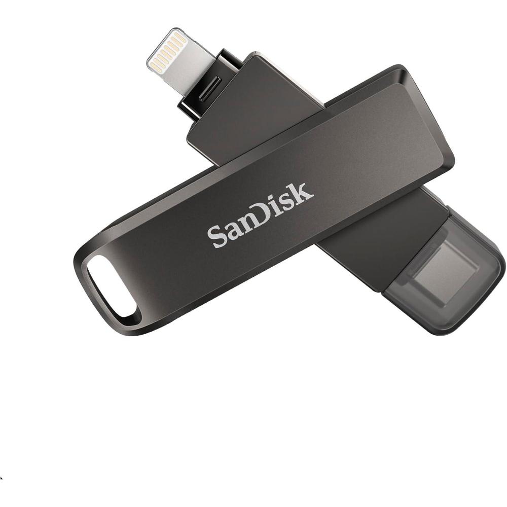 imageSanDisk 256GB iXpand Flash Drive Luxe with Lightning and USBC connectors  Works with iPhone 14 and older  SDIX70N256GGN6NEGray