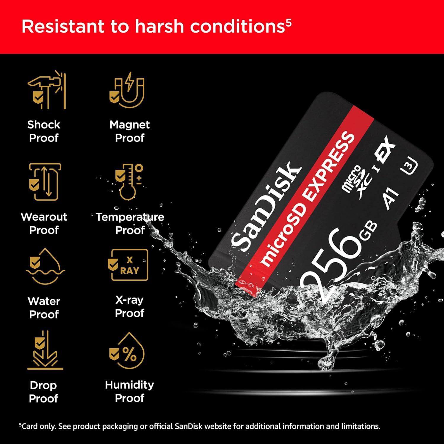 imageSanDisk 256GB microSD Express Card  Works with NintendoSwitch 2 Up to 880MBs Read Up to 650MBs Write 210MBs Sustained Write U3 C10  SDSQXFN256GGN4NN
