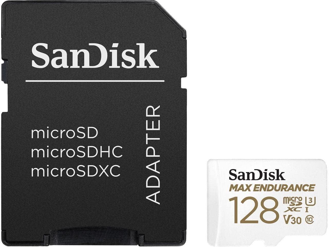 imageSanDisk 32GB MAX Endurance microSDHC Card with Adapter for Home Security Cameras and Dash cams  C10 U3 V30 4K UHD Micro SD Card  SDSQQVR032GGN6IA128GB