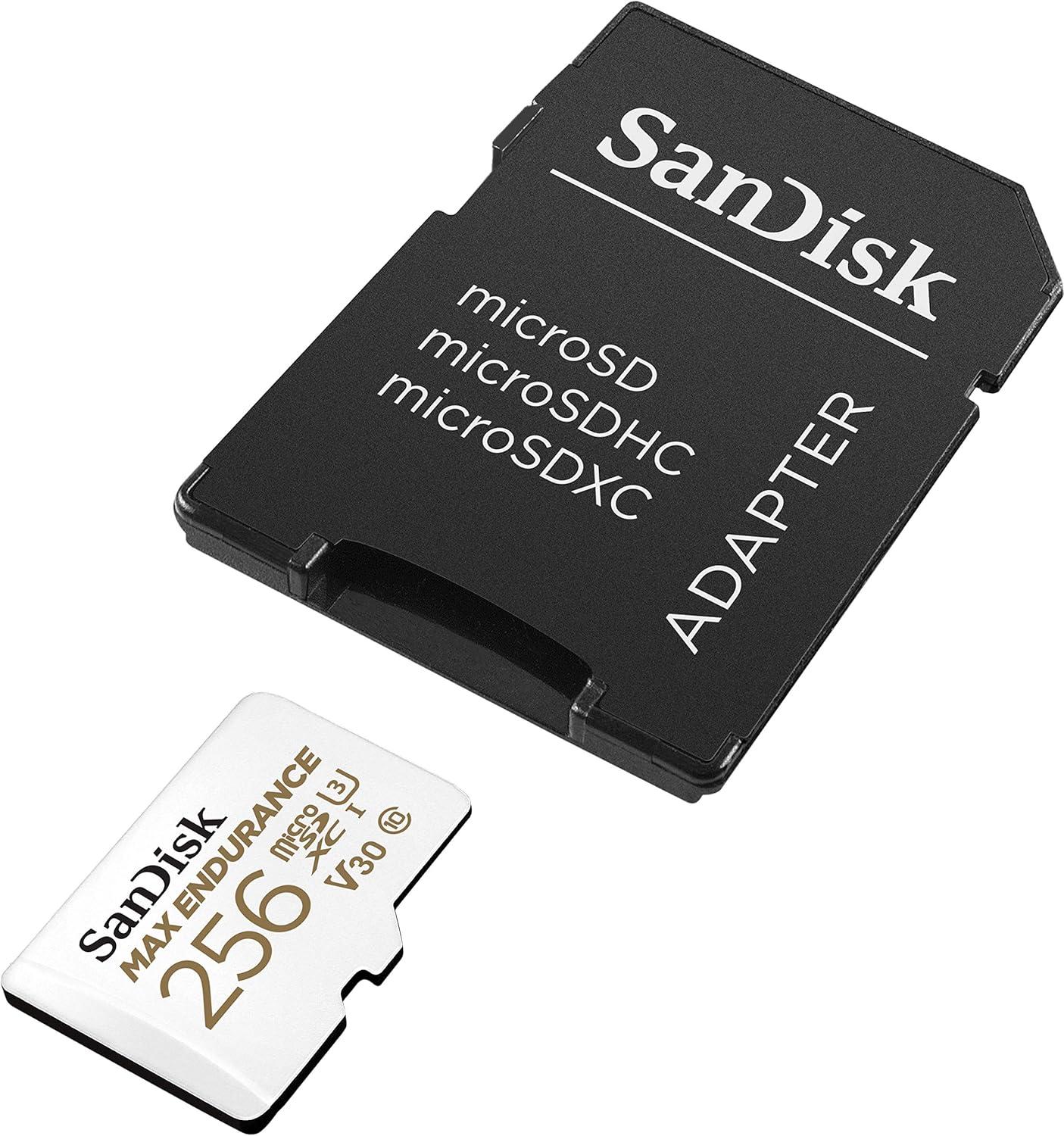 imageSanDisk 32GB MAX Endurance microSDHC Card with Adapter for Home Security Cameras and Dash cams  C10 U3 V30 4K UHD Micro SD Card  SDSQQVR032GGN6IA256GB