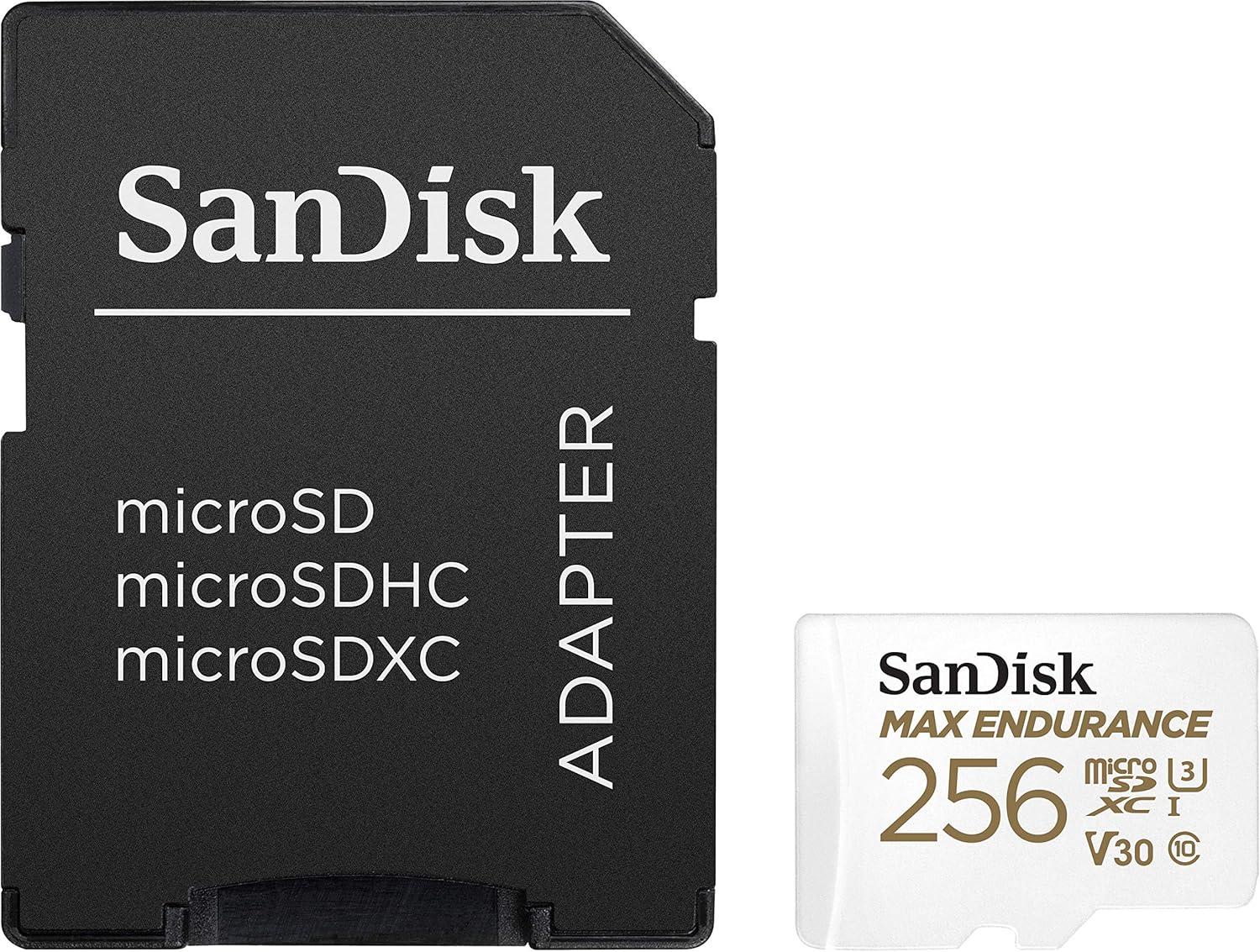 imageSanDisk 32GB MAX Endurance microSDHC Card with Adapter for Home Security Cameras and Dash cams  C10 U3 V30 4K UHD Micro SD Card  SDSQQVR032GGN6IA256GB