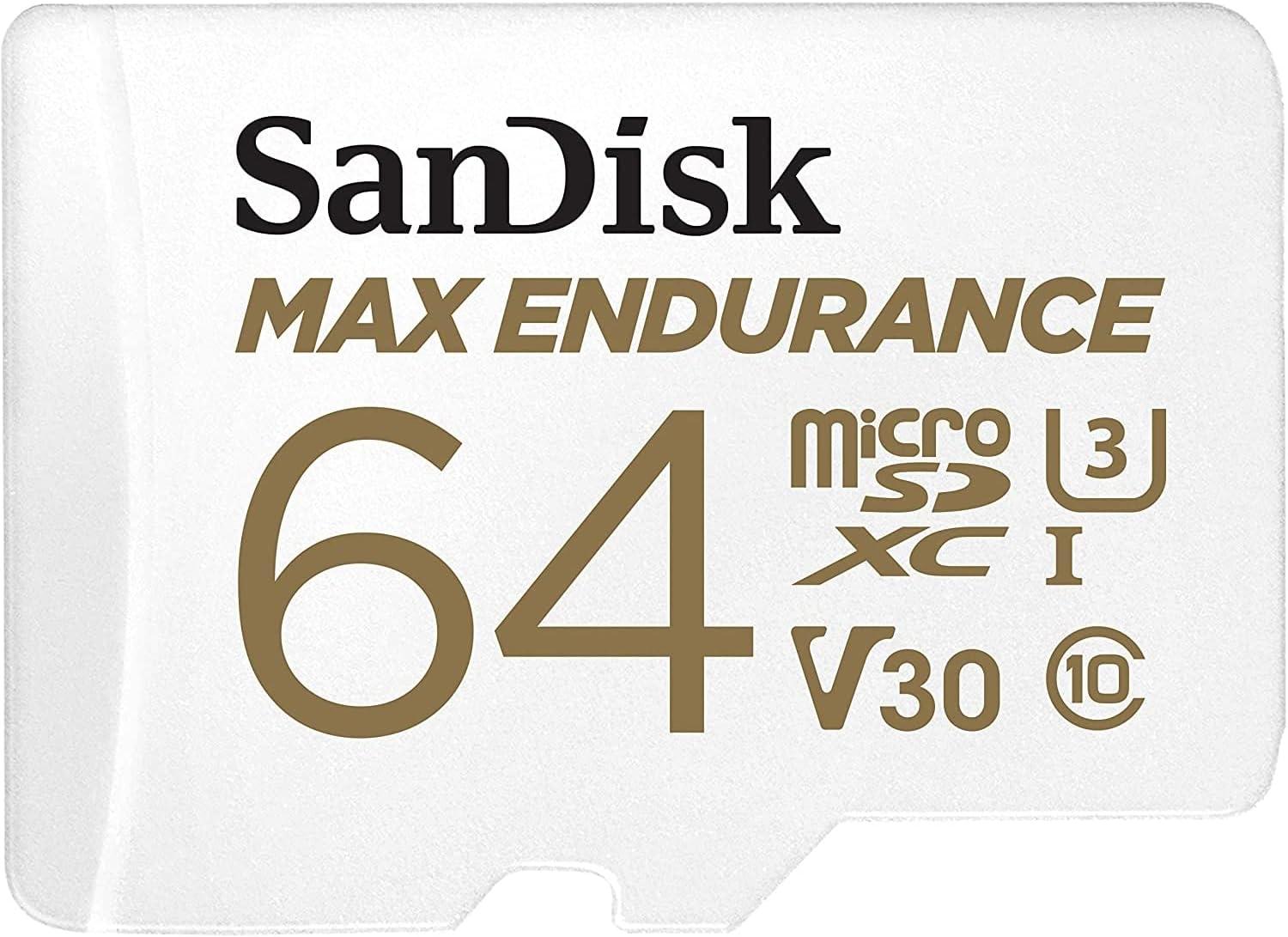 imageSanDisk 32GB MAX Endurance microSDHC Card with Adapter for Home Security Cameras and Dash cams  C10 U3 V30 4K UHD Micro SD Card  SDSQQVR032GGN6IA64GB