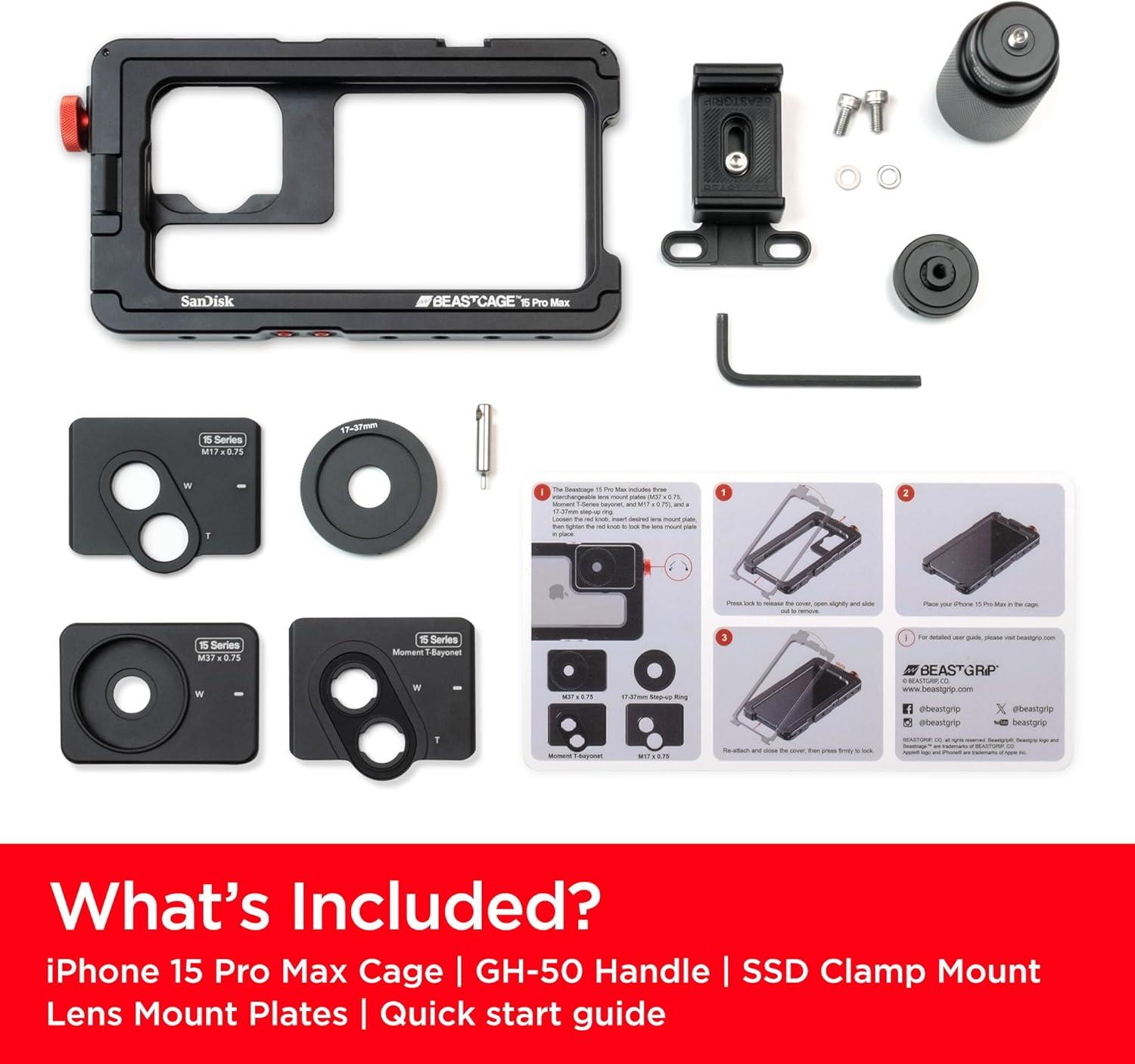 imageBEASTGRIP x SanDisk Beastcage iPhone 15 Pro Max Creator Kit  Includes iPhone 15 Pro Max Cage Handle and SSD Mount  Video Rig for Filming  SD3WLCC005000TWWCreator Kit Only