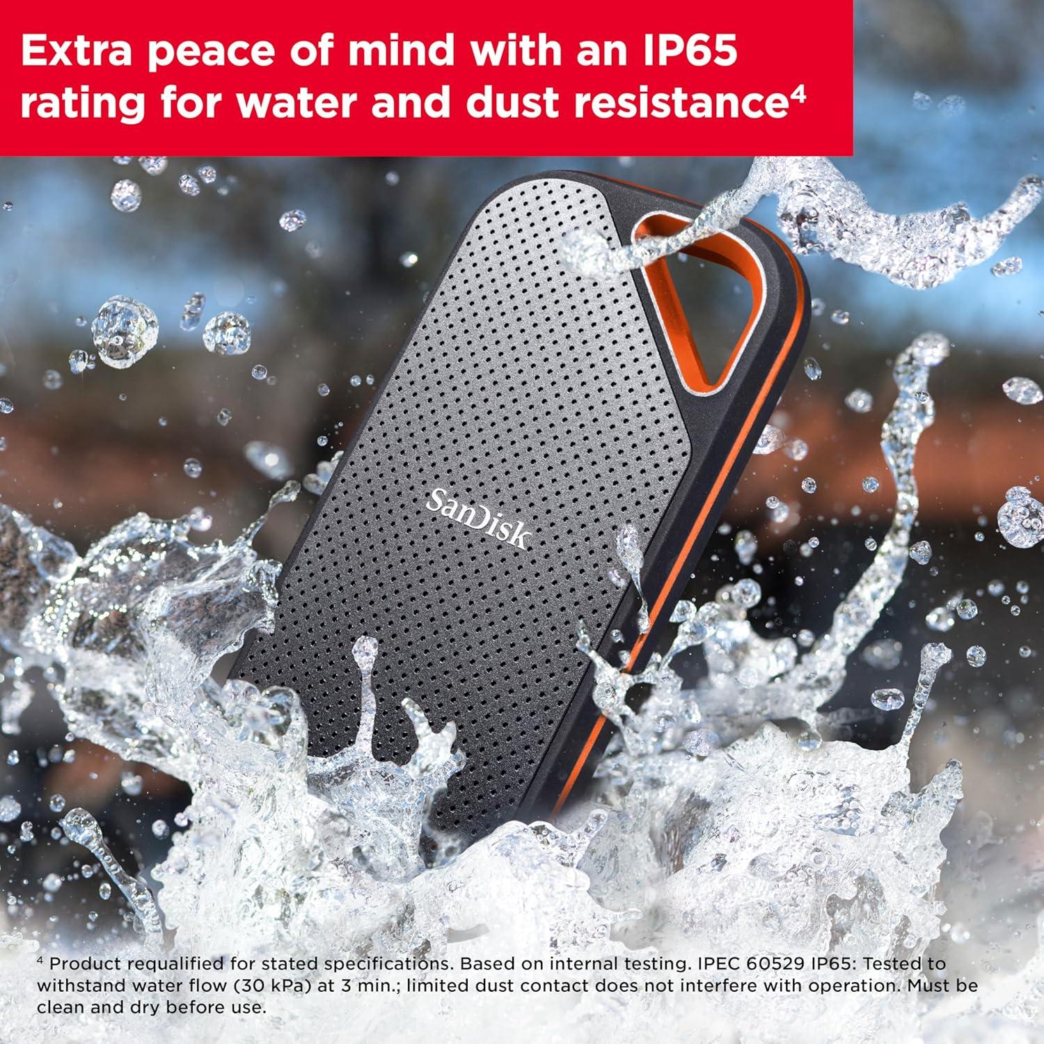imageSanDisk 2TB Extreme PRO Portable SSD  Up to 2000MBs  USBC USB 32 Gen 2x2 IP65 Water and Dust Resistance Updated Firmware  External Solid State Drive  SDSSDE812T00G251TB