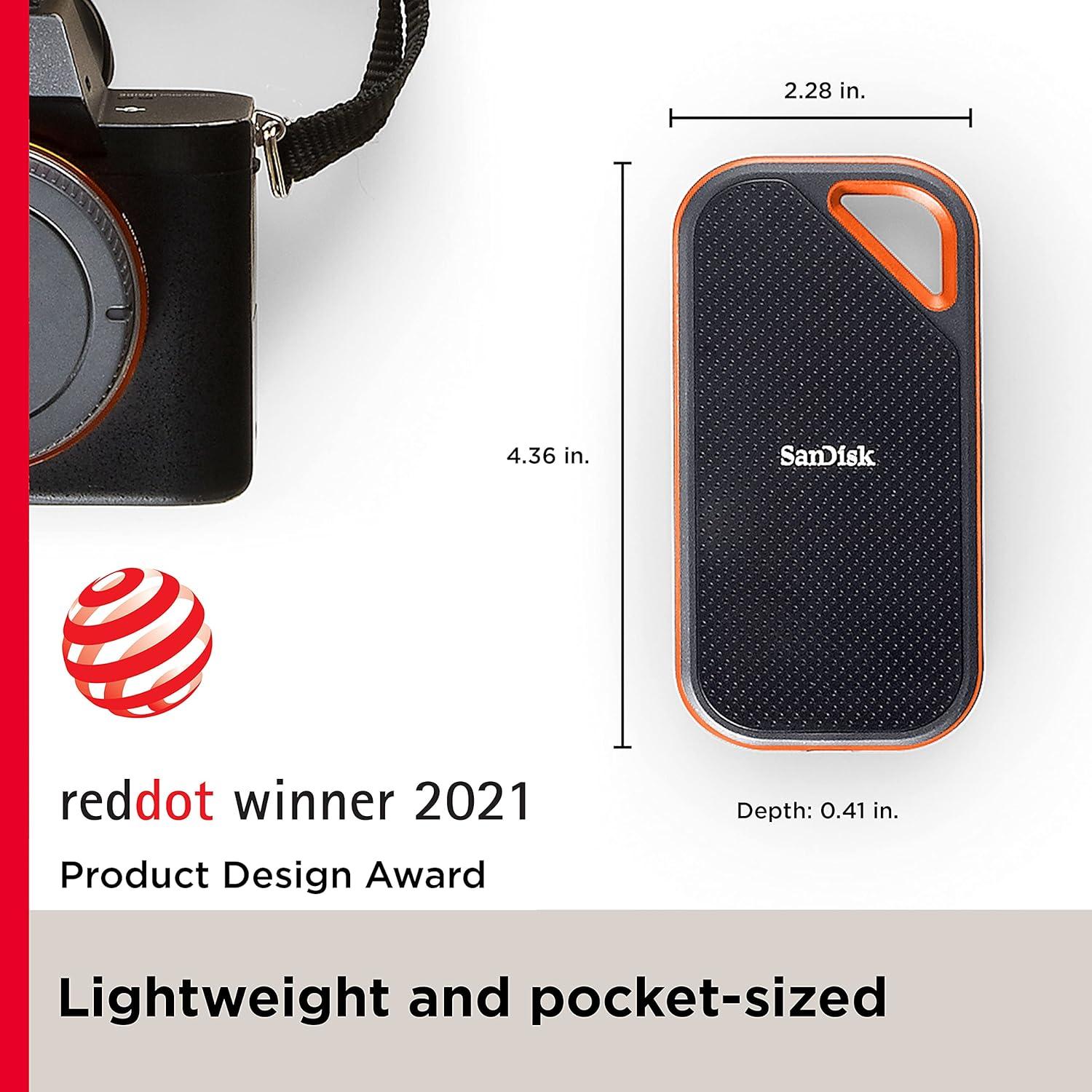 imageSanDisk 2TB Extreme PRO Portable SSD  Up to 2000MBs  USBC USB 32 Gen 2x2 IP65 Water and Dust Resistance Updated Firmware  External Solid State Drive  SDSSDE812T00G251TB