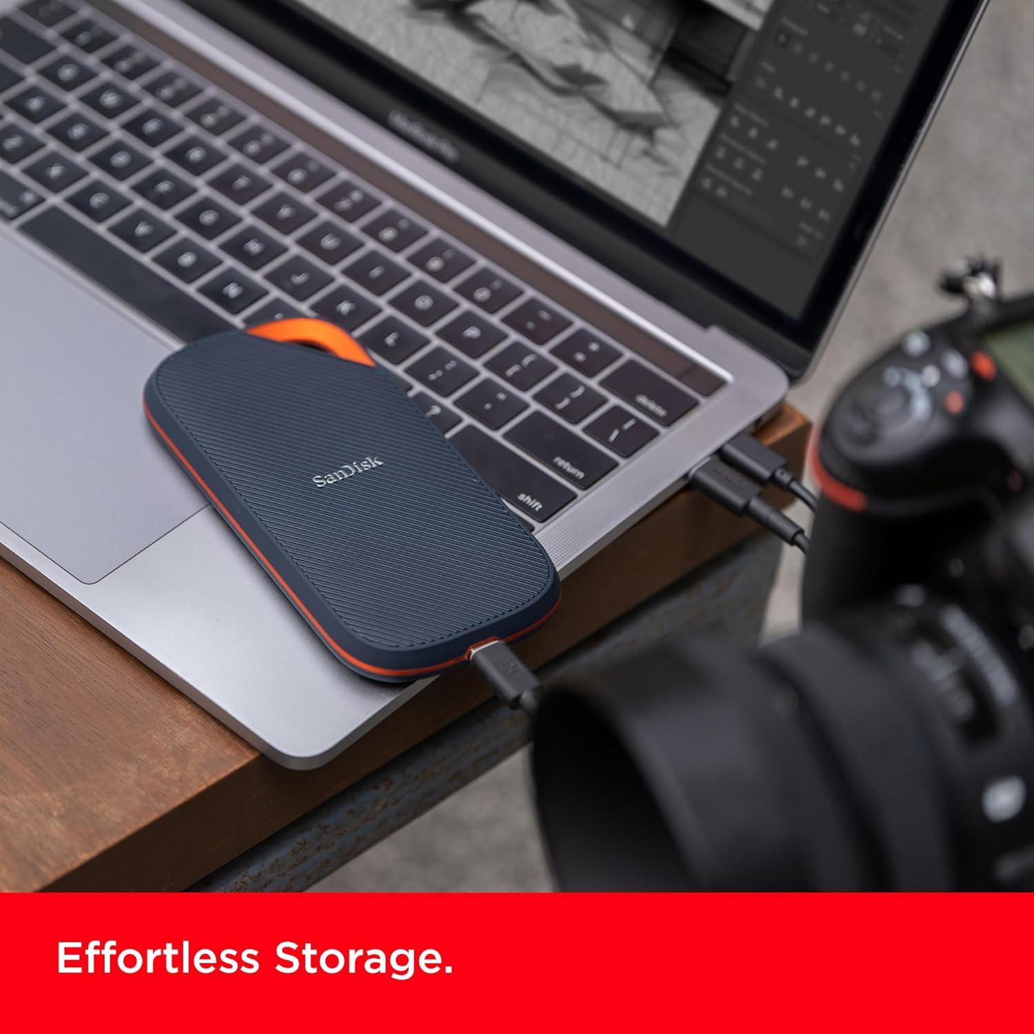 imageSanDisk 4TB Extreme PRO Portable SSD with USB4 Up to 3800 MBs Read and 3700MBs Write USBC USB 32 Backwards Compatible IP65 Water and Dust Resistance  SDSSDE824T00G252TB