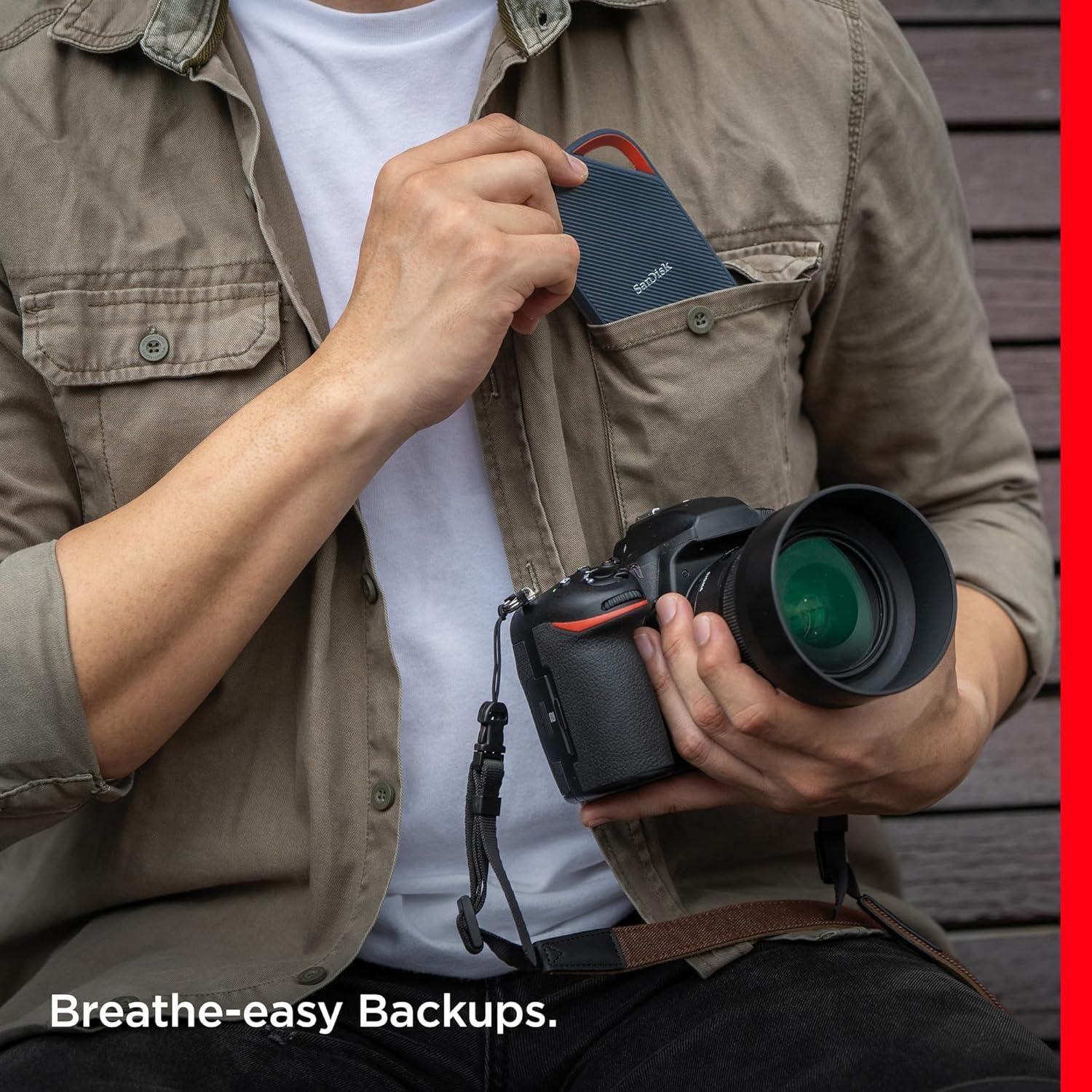imageSanDisk 4TB Extreme PRO Portable SSD with USB4 Up to 3800 MBs Read and 3700MBs Write USBC USB 32 Backwards Compatible IP65 Water and Dust Resistance  SDSSDE824T00G254TB