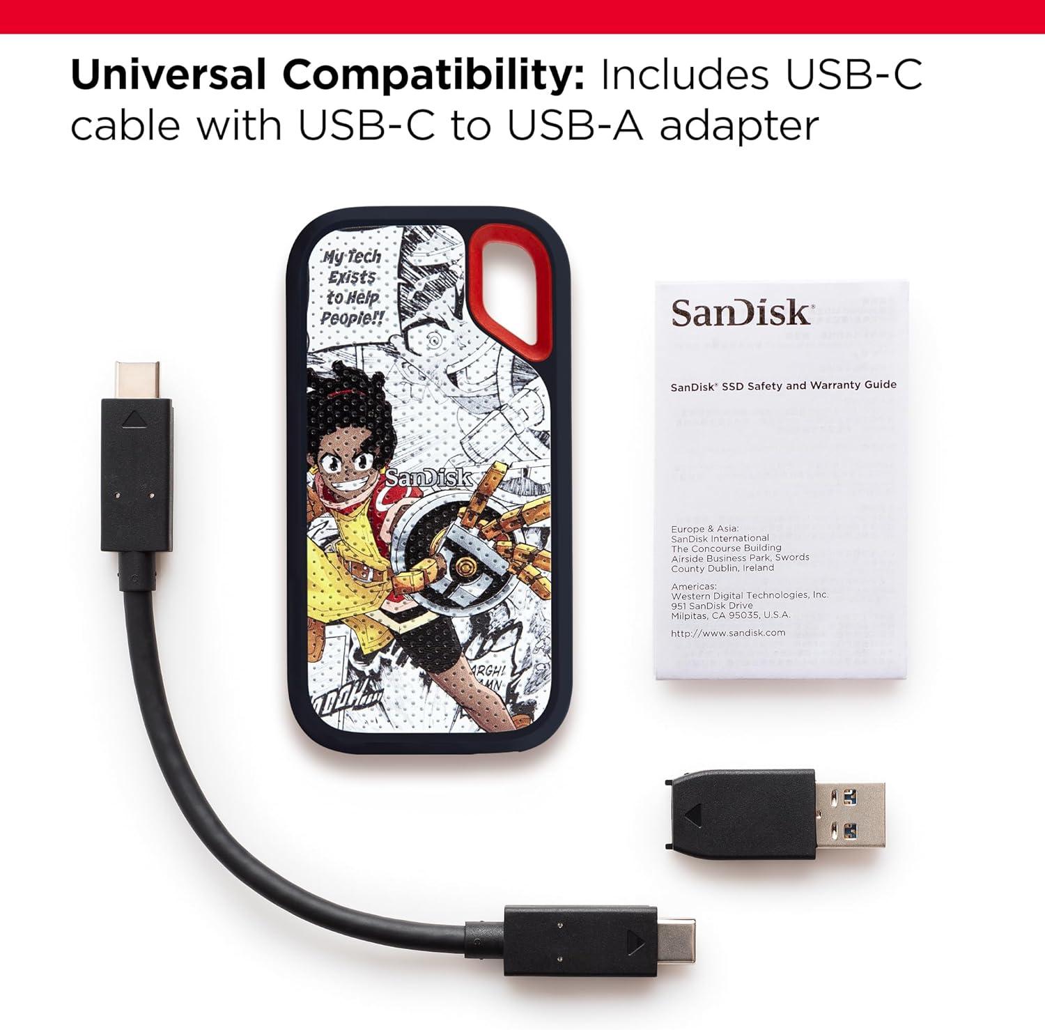imageSanDisk 4TB Extreme Portable SSD  Up to 1050MBs USBC USB 32 Gen 2 IP65 Water and Dust Resistance Updated Firmware  External Solid State Drive  SDSSDE614T00G25Afrofuturism Edition