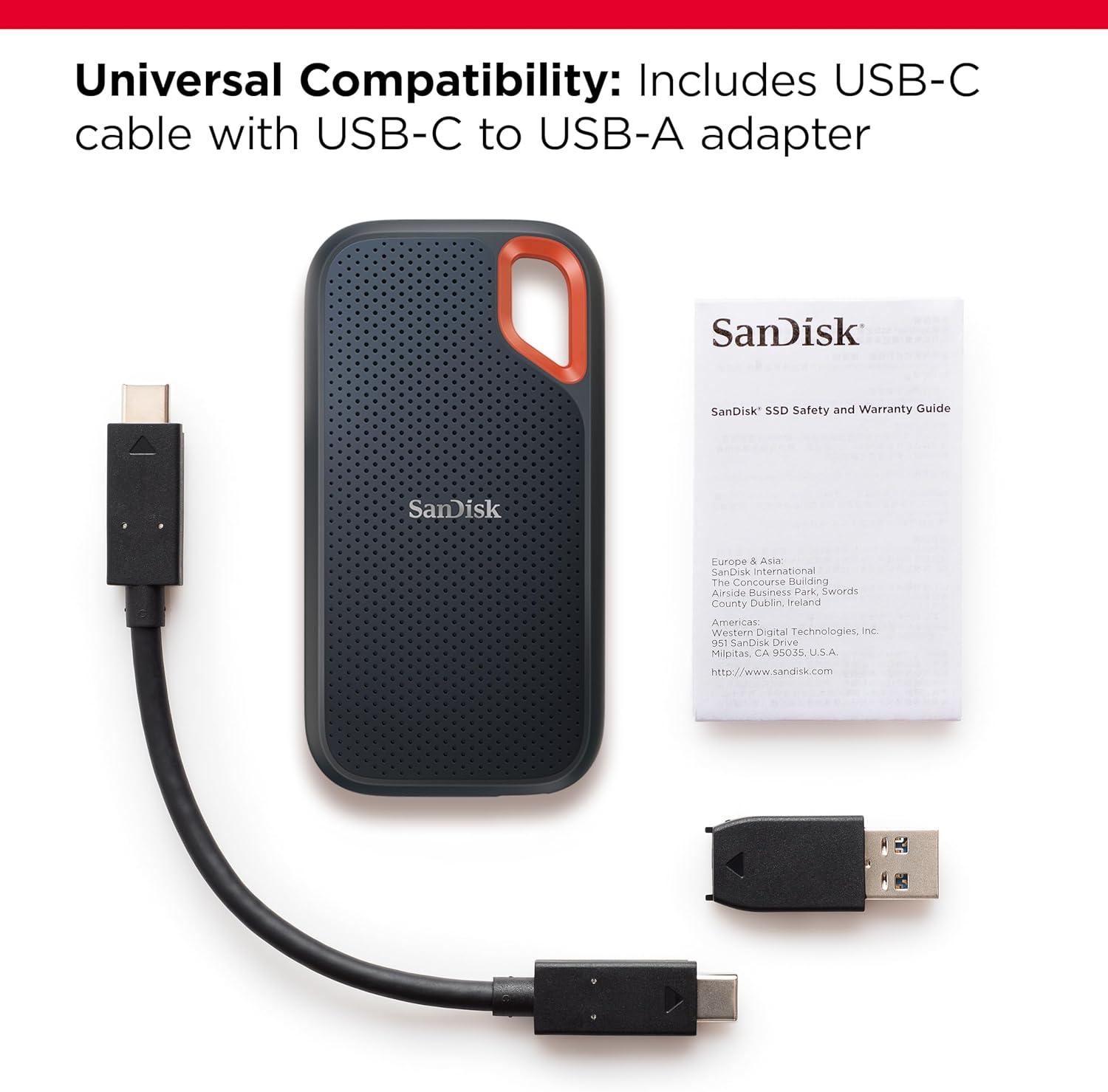 imageSanDisk 4TB Extreme Portable SSD  Up to 1050MBs USBC USB 32 Gen 2 IP65 Water and Dust Resistance Updated Firmware  External Solid State Drive  SDSSDE614T00G25Black