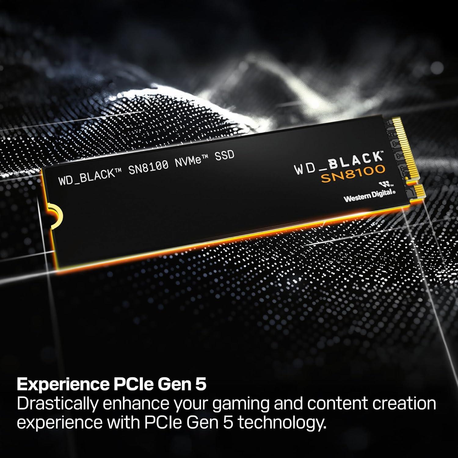 imageWDBLACK 4TB SN8100 NVMe SSD Internal Solid State Drive  Gen 5 PCIe 50x4 M2 2280 Seq Read Speeds Up to 14900 MBs Best for AI Applications Gaming and Video Editing  WDS400T1X0M1TB