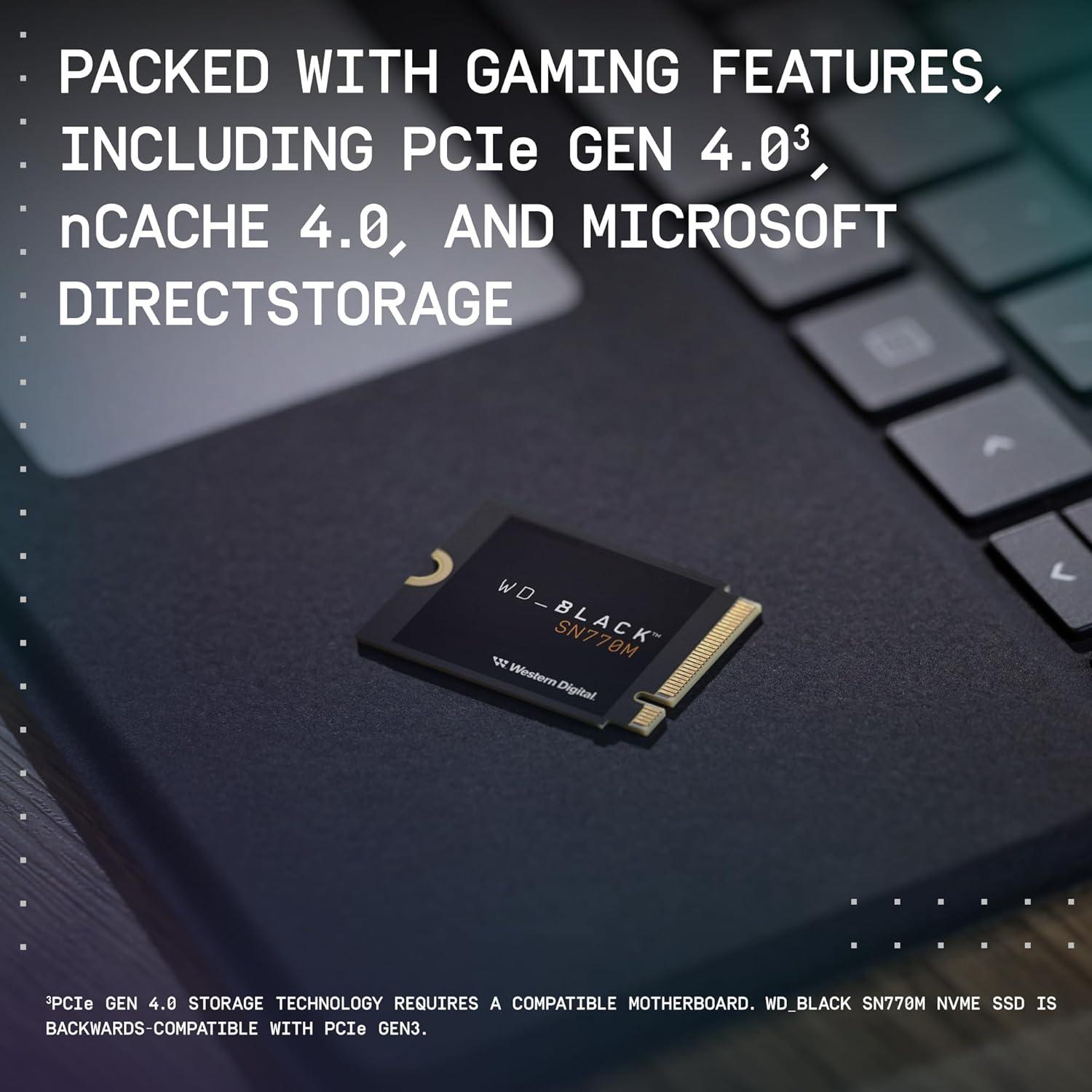 imageWDBLACK 500GB SN770M M2 2230 NVMe SSD for Handheld Gaming Devices Speeds up to 5150MBs TLC 3D NAND Great for Steam Deck and Microsoft Surface  WDBDNH5000ABKWRSN500GB