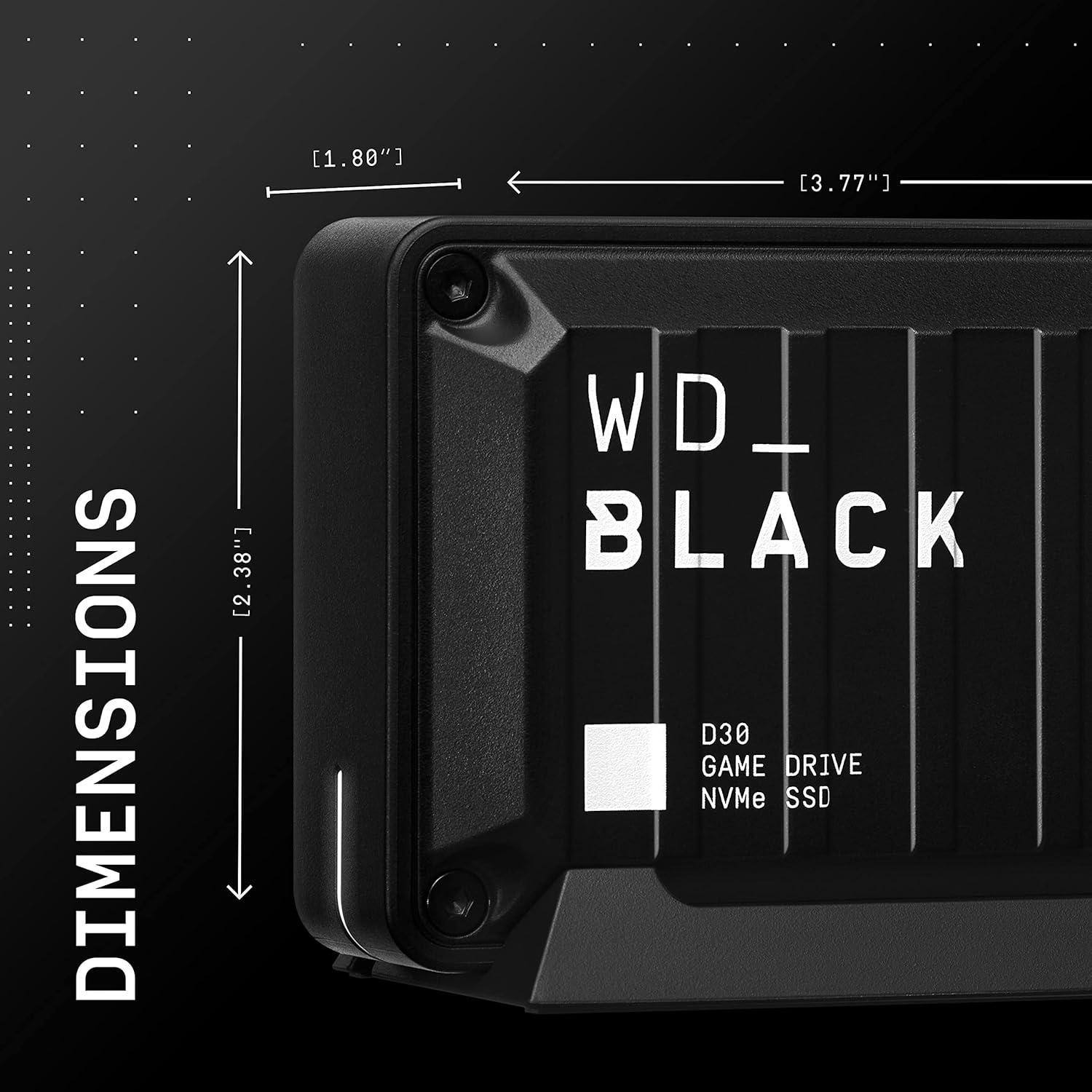imageWestern Digital 2TB D30 Game SSD  Portable External Solid State Drive Compatible with Playstation Xbox ampamp PC Up to 900MBs  WDBATL0020BBKWESN2TB