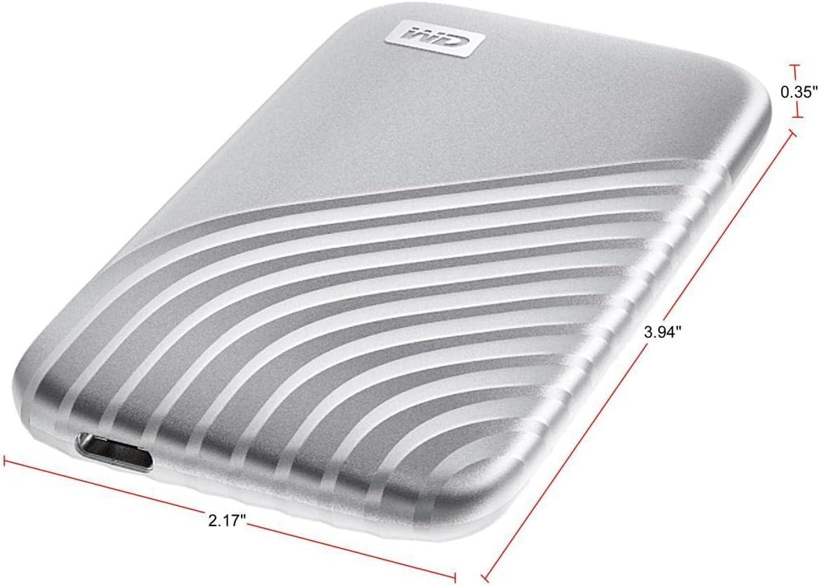 imageWestern Digital 2TB My Passport SSD Portable External Solid State Drive Red Sturdy and Blazing Fast Password Protection with Hardware Encryption  WDBAGF0020BRDWESNSilver