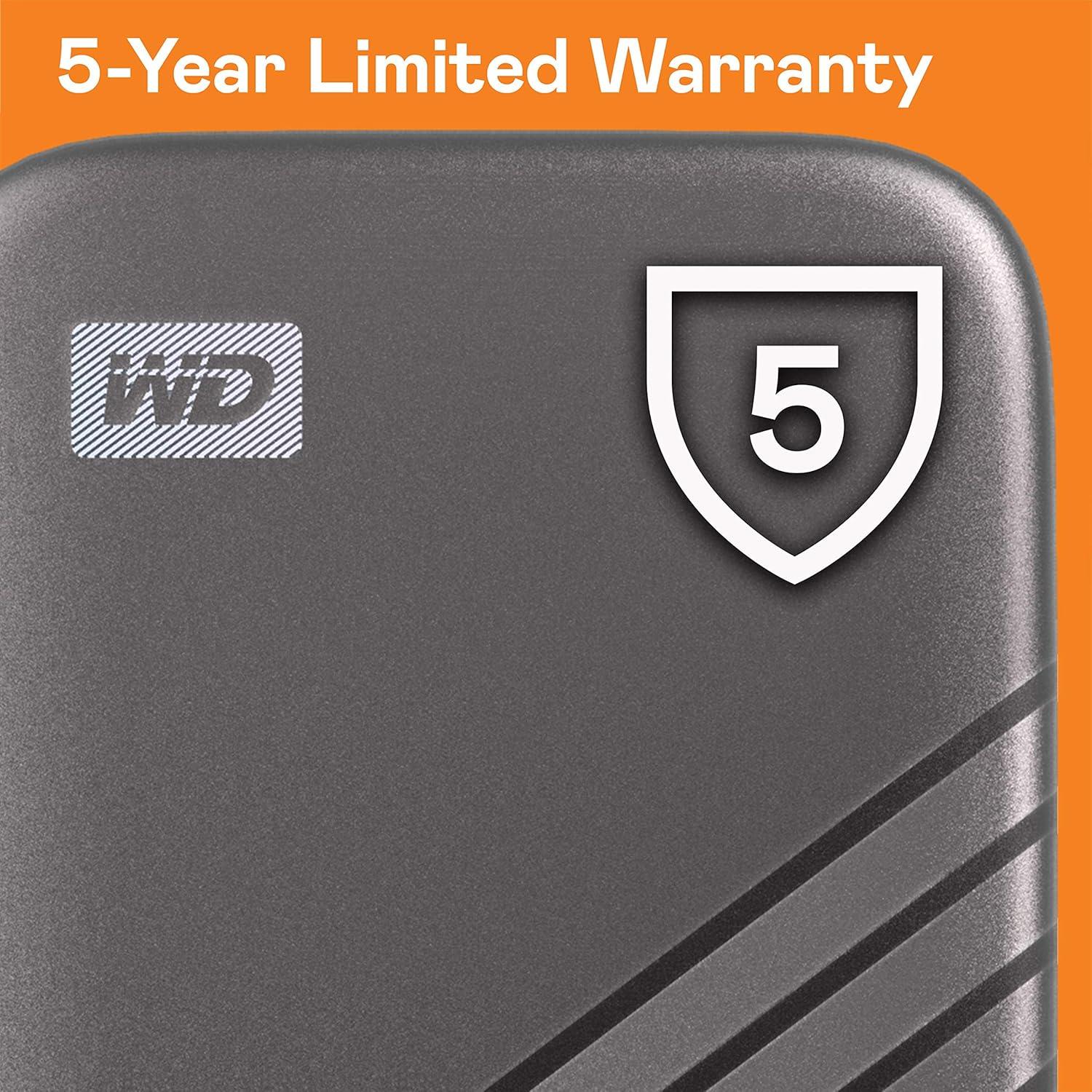 imageWestern Digital 2TB My Passport SSD Portable External Solid State Drive Red Sturdy and Blazing Fast Password Protection with Hardware Encryption  WDBAGF0020BRDWESNGray