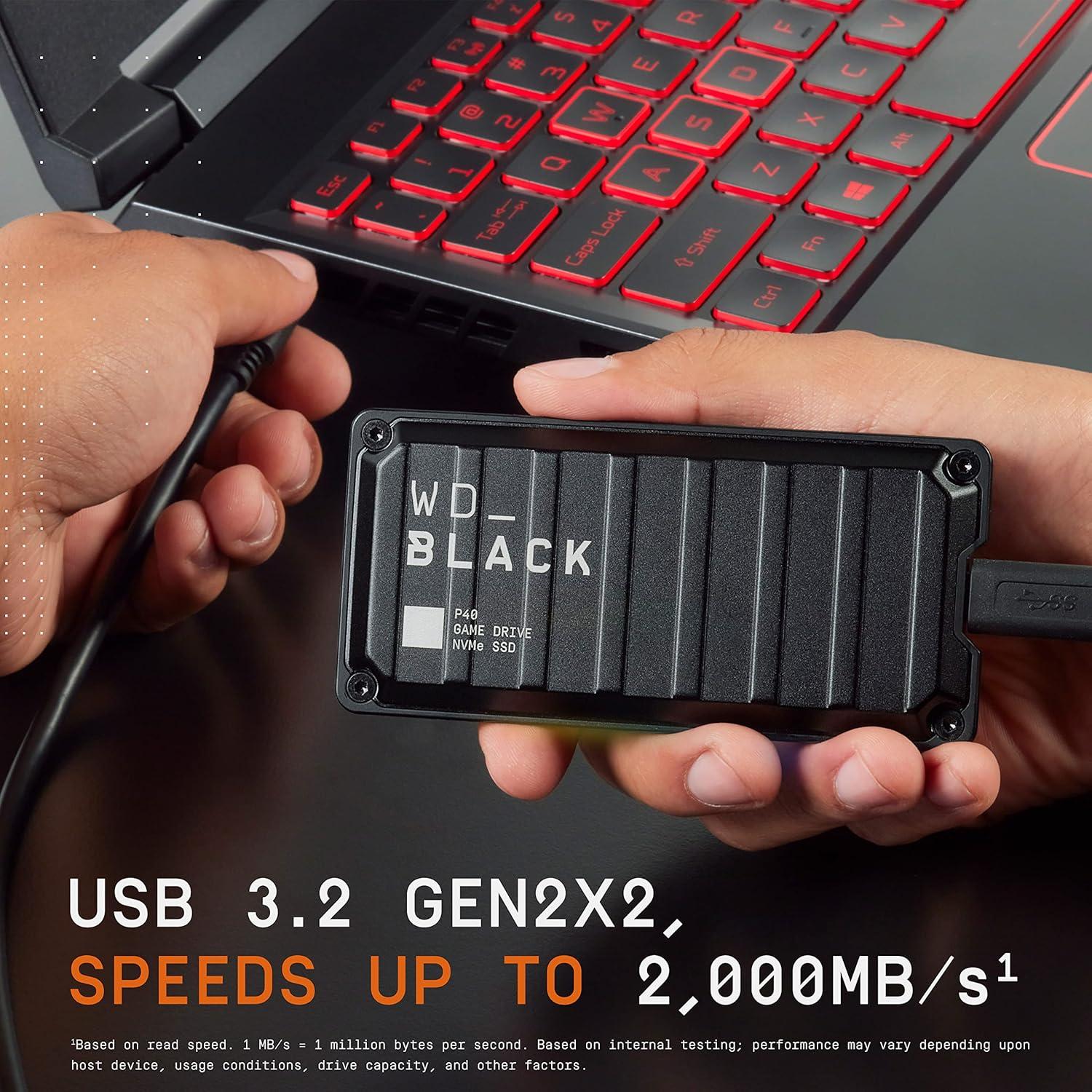 imageWestern Digital 2TB P40 Game Drive SSD  Up to 2000MBs RGB Lighting Portable External Solid State Drive  Compatible with Playstation Xbox PC ampamp Mac  WDBAWY0020BBKWESN500GB