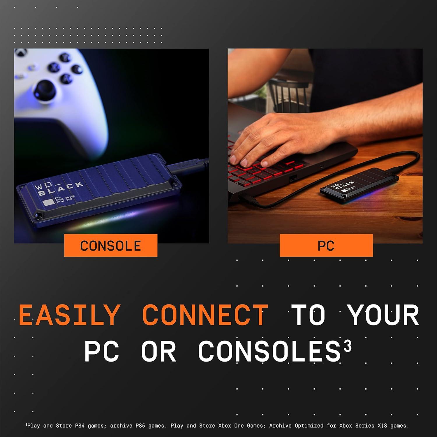 imageWestern Digital 2TB P40 Game Drive SSD  Up to 2000MBs RGB Lighting Portable External Solid State Drive  Compatible with Playstation Xbox PC ampamp Mac  WDBAWY0020BBKWESN500GB