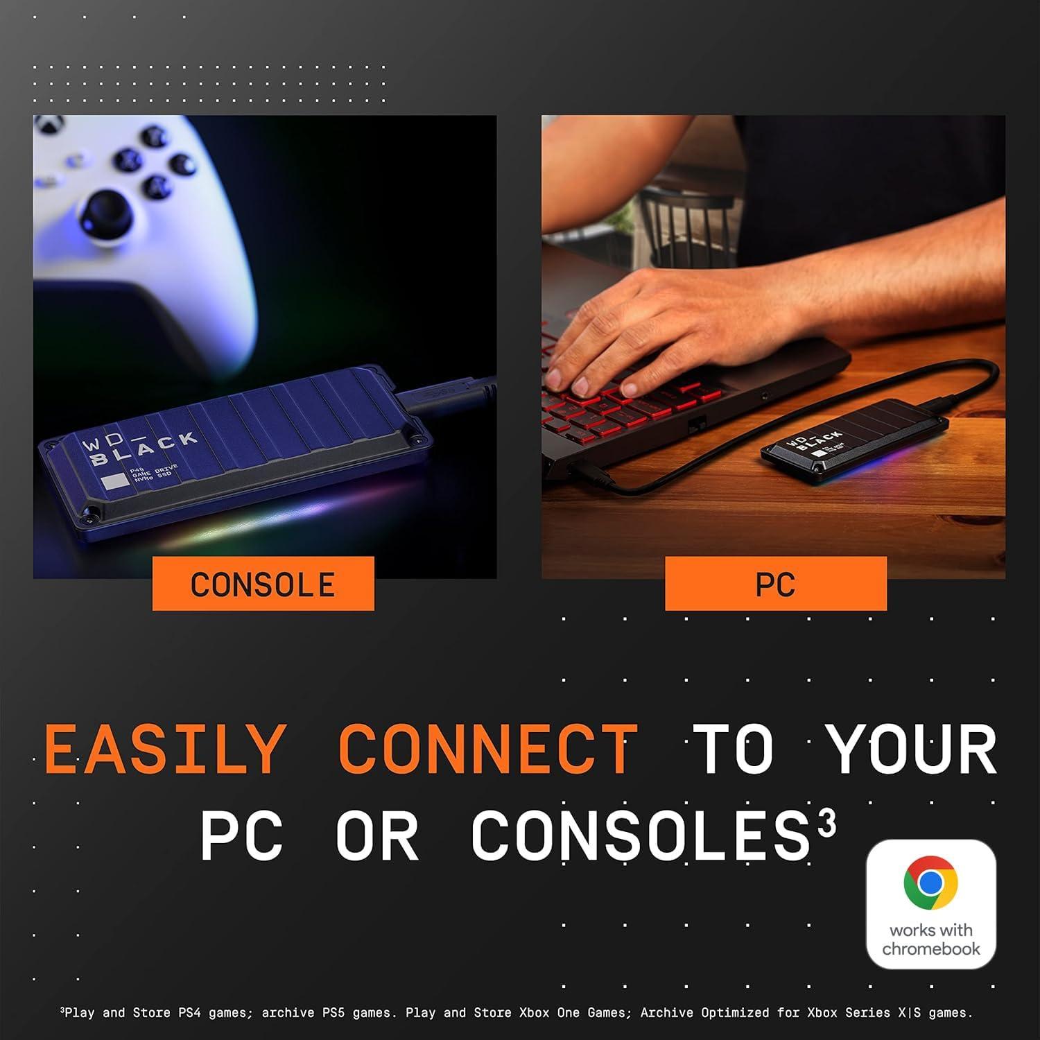 imageWestern Digital 2TB P40 Game Drive SSD  Up to 2000MBs RGB Lighting Portable External Solid State Drive  Compatible with Playstation Xbox PC ampamp Mac  WDBAWY0020BBKWESN500GB