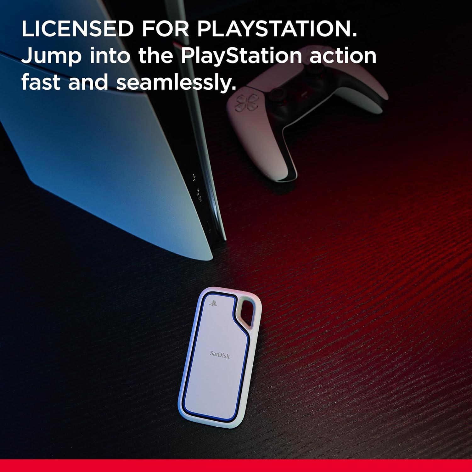 imageSanDisk 2TB Extreme Portable SSD Officially Licensed for PlayStation 5 Console and PC  up to 1000MBs USBC USB 32 Gen 2 Drop Protection  External Solid State Drive  SDSSDE62P2T00G252TB