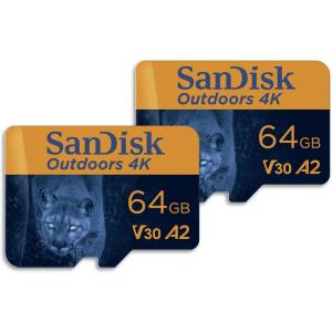 imageSanDisk 128GB 2Pack Outdoors 4K microSDXC UHSI Memory Card 2x128GB with SD Adapter  Up to 170MBs 4K C10 U3 V30 A2 Trail Camera Micro SD Card  SDSQXAA128GGN6VT64GB 2Pack