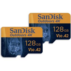 imageSanDisk 128GB 2Pack Outdoors 4K microSDXC UHSI Memory Card 2x128GB with SD Adapter  Up to 170MBs 4K C10 U3 V30 A2 Trail Camera Micro SD Card  SDSQXAA128GGN6VT128GB 2Pack