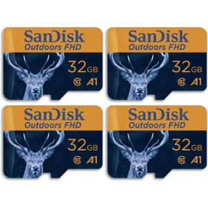 imageSanDisk 128GB 2Pack Outdoors FHD microSDXC UHSI Memory Card 2x128GB with SD Adapter  Up to 150MBs Full HD C10 U1 V10 A1 Trail Camera Micro SD Card  SDSQUBC128GGN6VT32GB 4Pack