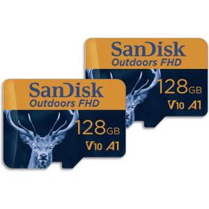 imageSanDisk 128GB 2Pack Outdoors FHD microSDXC UHSI Memory Card 2x128GB with SD Adapter  Up to 150MBs Full HD C10 U1 V10 A1 Trail Camera Micro SD Card  SDSQUBC128GGN6VT128GB 2Pack