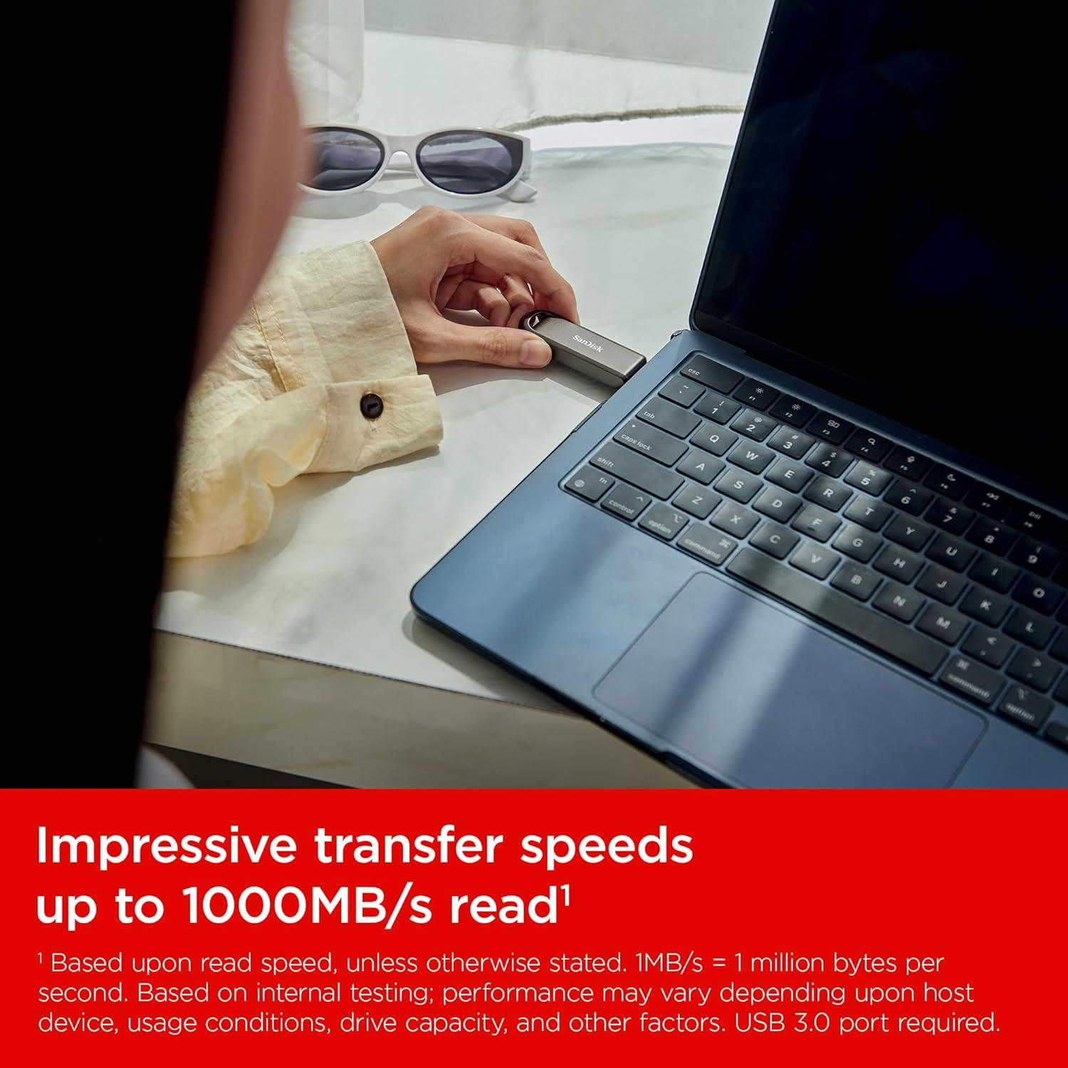 imageSanDisk 1TB Extreme PRO Flash Drive with USBC  Up to 1000MBs Read speeds and 900MBs Write speeds  for Laptops Computers and Tablets  HighPerformance USB TypeC Black  SDCZ8901T00G46Black