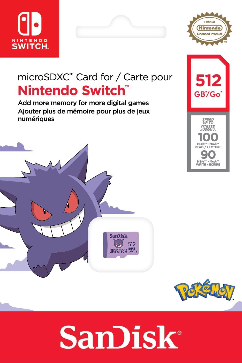 imageSanDisk 512GB Pokmon Gangar microSDXC Card Licensed for NintendoSwitch  Made for NintendoSwitch 1 OLED and Lite  SDSQXAO512GGN6ZK
