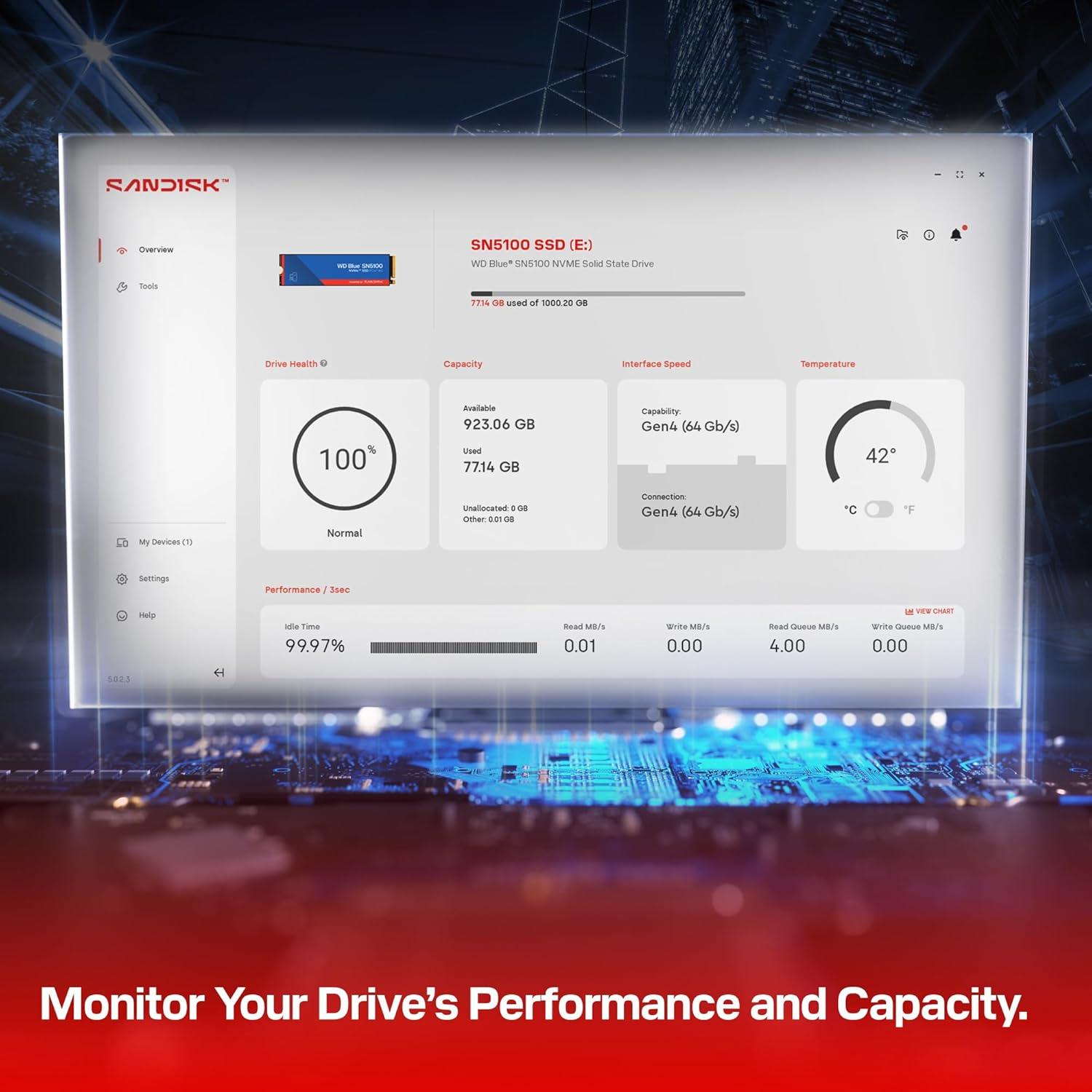 imageWD Blue SN5100 1TB NVMe SSD  M2 2280 PCIe Gen 40 Internal Solid State Drive  Read Speeds Up to 7100MBs Upgrade Storage for PCLaptops  WDS100T5B0E1TB