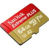 imageSanDisk Extreme Plus 64 GB microSDXC Memory Card  SD Adapter with A2 App Performance up to 170 MBs Class 10 U3 V3064 GB