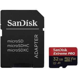 imageSanDisk Extreme PRO microSDHC Memory Card Plus SD Adapter up to 100 MBs Class 10 U3 V30 A1  32GB SDSQXCG032G