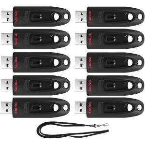 imageSanDisk 32GB Ultra 130MBs USB 30 Flash Drive SDCZ48032G Bundle with 1 GoRAM Black Lanyard 32GB 10 Pack